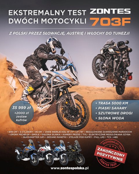 Motocykl Zontes 703 F bez kufrów 