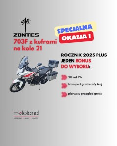  Motocykl Zontes 703 F z kuframi 21 rocznik 2025 plus bonus do wybrania 