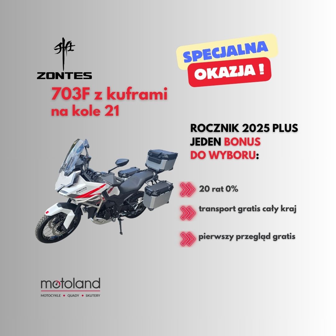 Zontes 703F 2025 z kompletem kufrów i bonusem do wyboru!